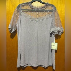 Blu Peper Lavender Top feat. Polka Dot Lace Size: 3X